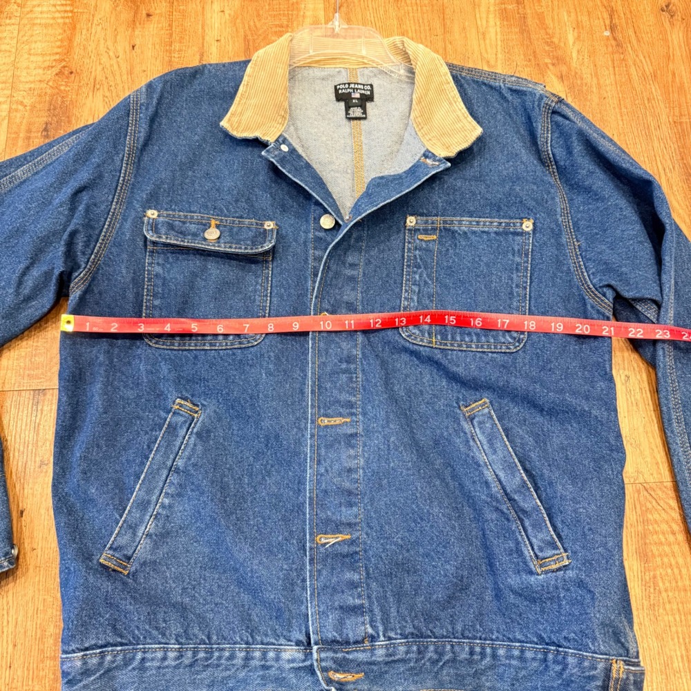 Polo Jeans Co Ralph Lauren Denim Chore Jacket XL Blue Corduroy Collar Vintage - Picture 3 of 7